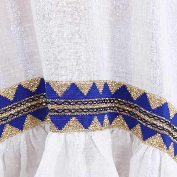 PHO Firenze High-low Maxi Dress Lurex Linen Shirred Bodice - Picture 3 of 10